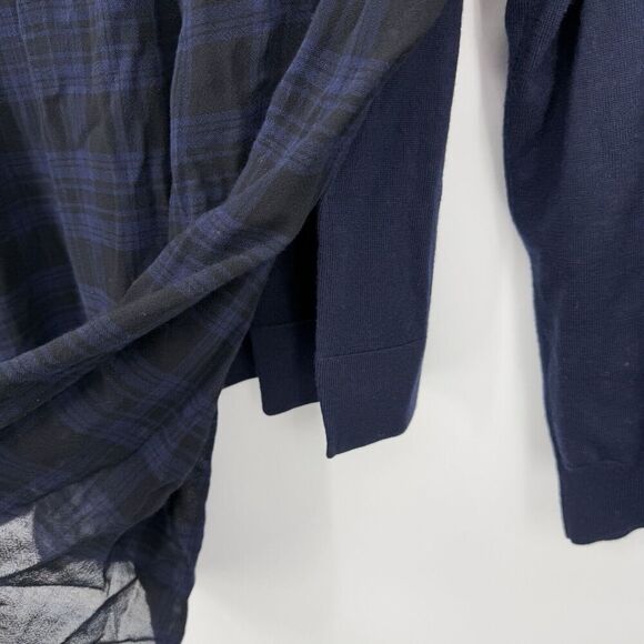T Alexander Wang *Flaws* Merino Wool Navy Blue Sweater Top Plaid Size Small - Picture 9 of 10